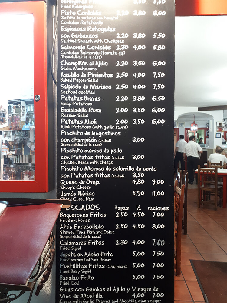 Taberna Rafae menu