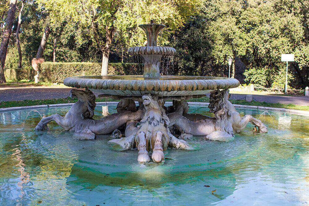 A-fountain-in-Villa-Borghese-in-Rome-Italy