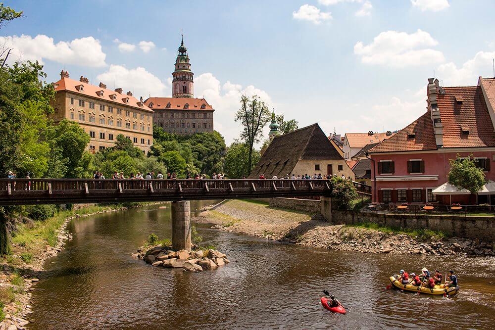 Kayaking-the-Vltava-River-in-Cesky-Krumlov in Czech Republic
